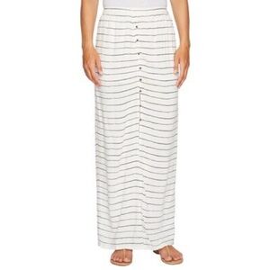 *Roxy White Black Striped Button Up Maxi Skirt